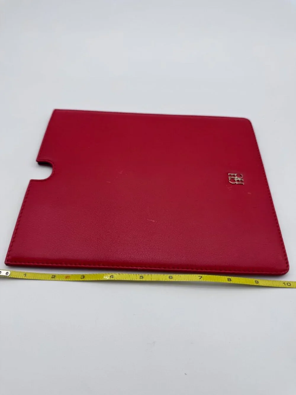 CH Carolina Herrera Red Leather Tablet/iPad Sleeve Case Pouch Authentic